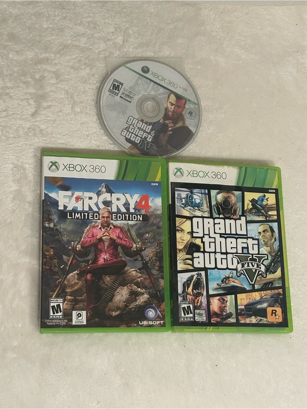 Xbox 360 3 Lot: Far Cry 4 Limited Edition-Grand Theft Auto 5 V GTA 4 IV-loose